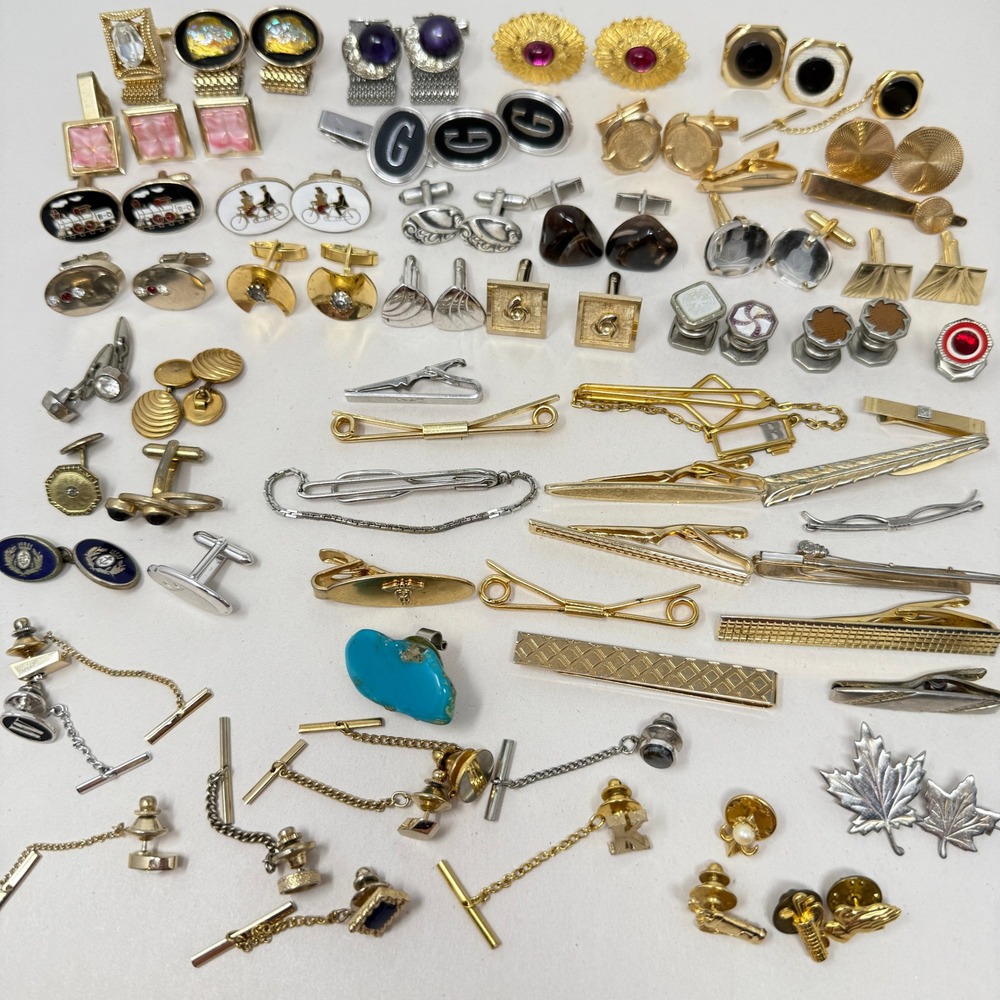 Gold and Silver Cuff Links Set